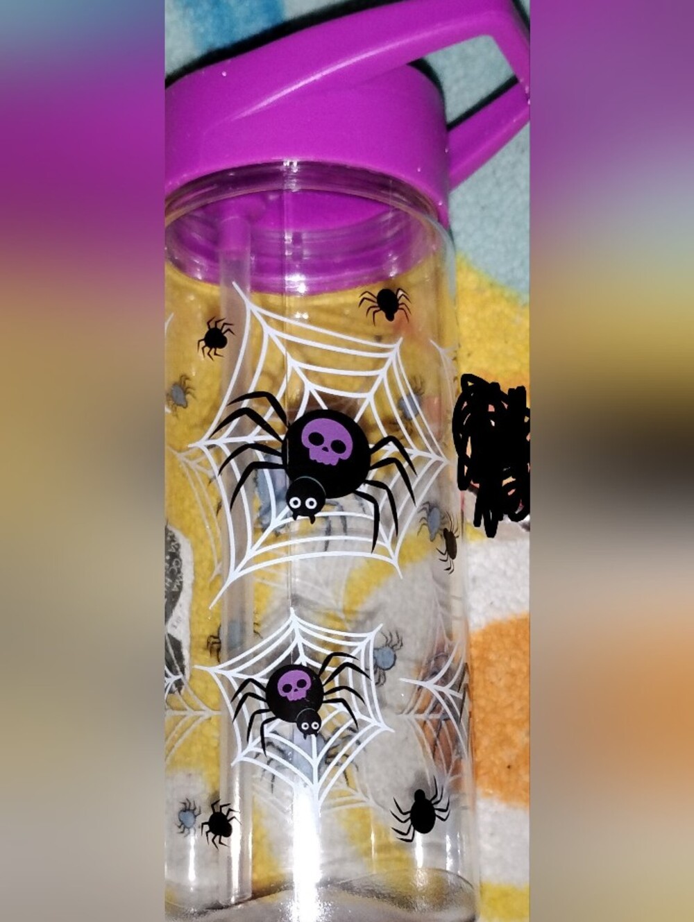 Kids' Halloween Spider Web Tumbler with a Purple Lid - Purple, Black & White